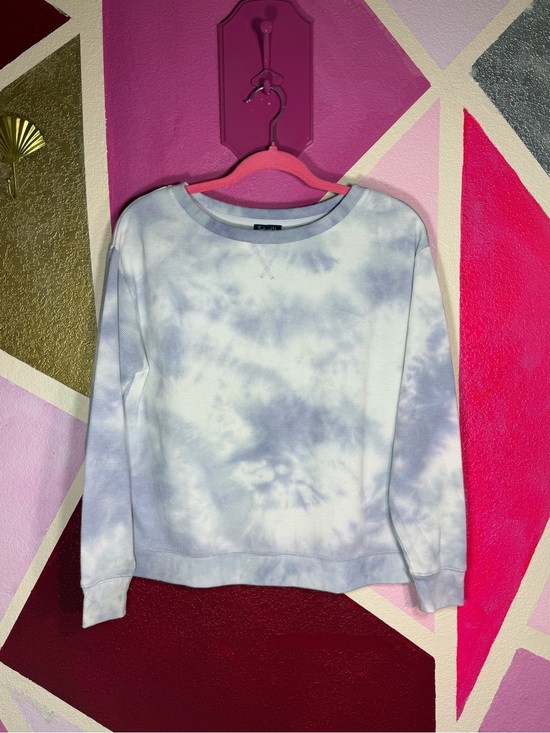 Caslon Tops - Splendid Gray Waffle Knit Tie Dye Pullover Sweatshirt Small